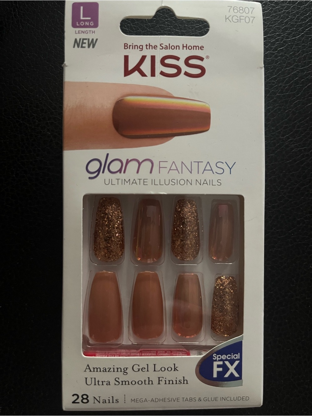 Kiss Glam Fantasy Press-On Nails in Shimmery Bronze and Glitter
